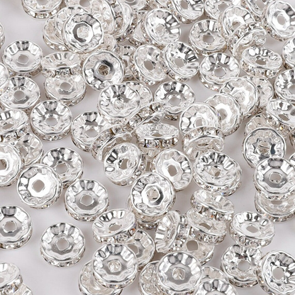 50Pcs/Lots 6mm/8mm/10mm Clear Rhinestone Crystal Rondelle Spacer Beads