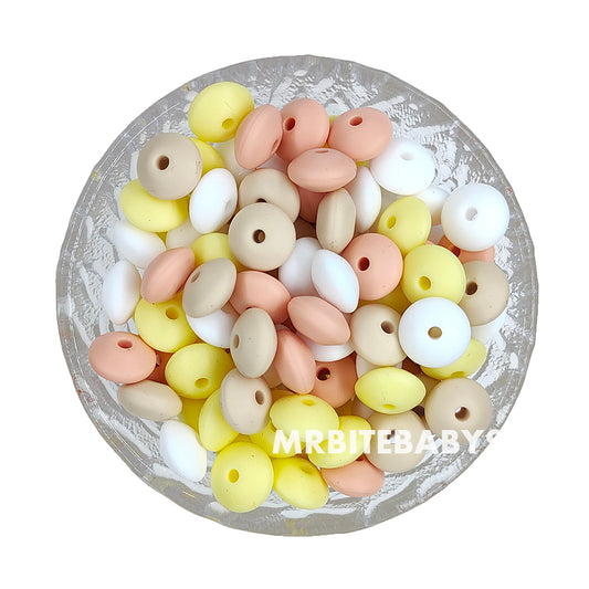 Lentil Mix 4 Colors Silicone Beads
