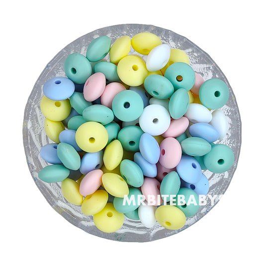 Lentil Mix 5 Colors Silicone Beads