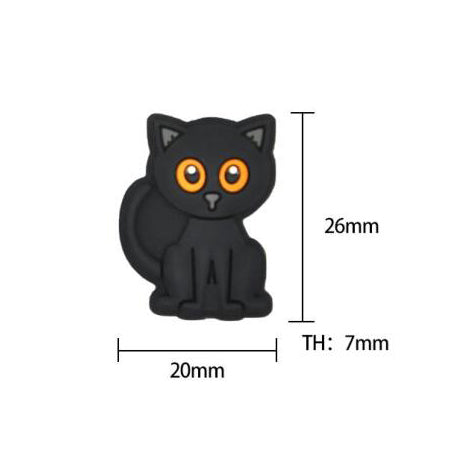 Black Cat Silicone Beads - 26*20mm