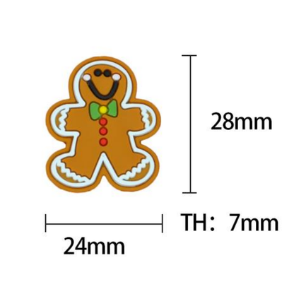 New Gingerbread Man Silicone Beads 24*28mm