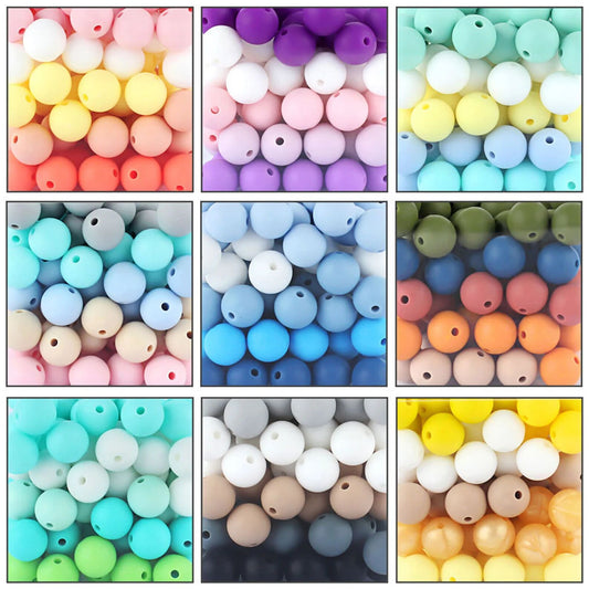 12/15mm Mix Colors Round Silicone Beads