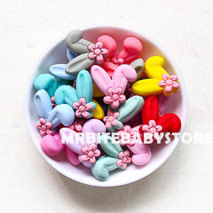 10-100Pcs Mix Color Bunny Ears Silicone Beads - 27*28mm