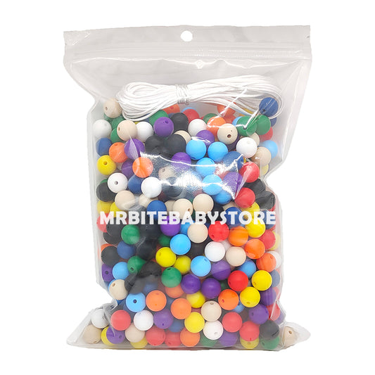 500Pcs 12mm Round Mixed Colors Silicone Beads