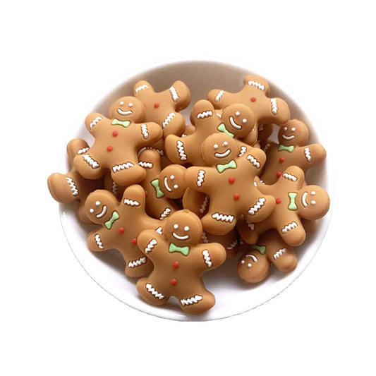 5-50Pcs Gingerbread Man Silicone Beads - 31*28mm