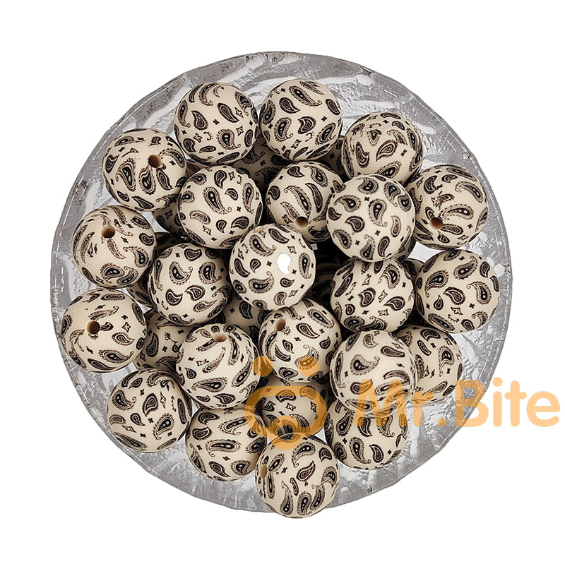 15mm Paisley Silicone Beads - Round