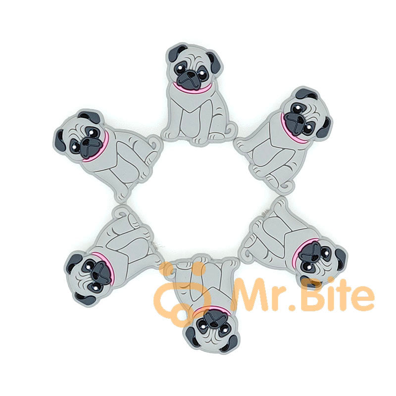 Pug Silicone Focal Beads 23*31mm