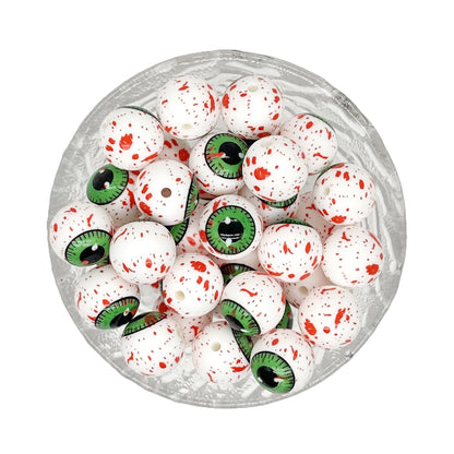 Halloween 15mm Round Horror Print Silicone Beads
