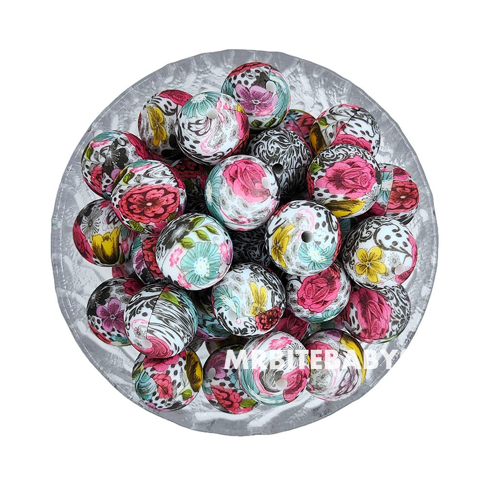 15mm Carnation Silicone Beads - Round