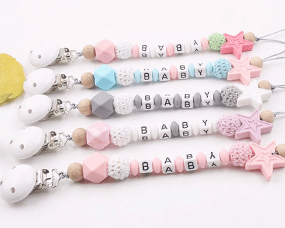 Personalized Name - Star Pacifier Chain Clip