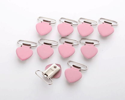 Heart - Metal Pacifier Clips /Pink